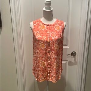 LOFT Pink Sleeveless Button Down Blouse